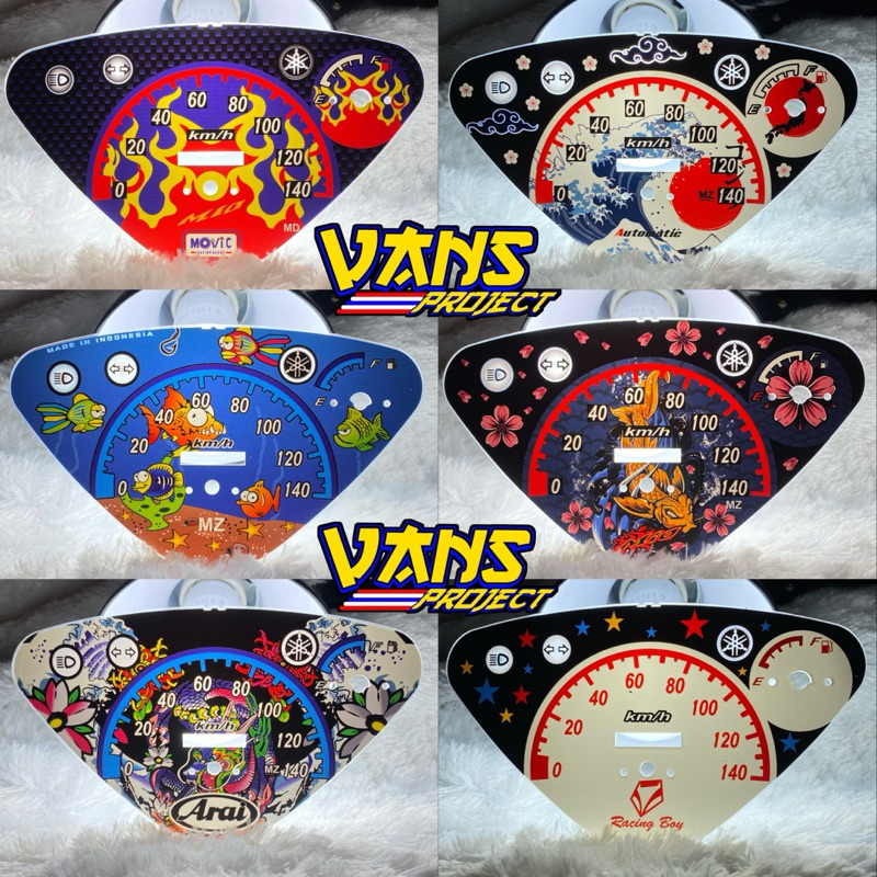 Papan Speedometer Indiglow Yamaha Mio Sporty & Mio Smile Speedo Modifikasi Motif Philipine & ARAI
