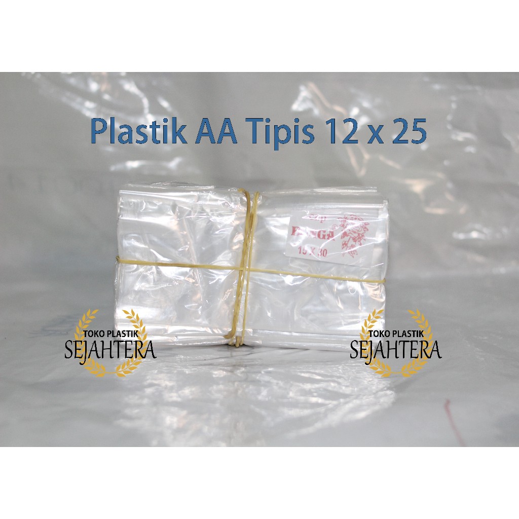 Plastik AA Tipis Bening Ukuran 12x25