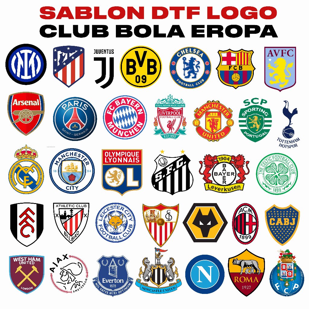 SABLON PATCH LOGO JERSEY CLUB EROPA MU MADRID BARCA ARSENAL CITY MILAN JUVE SEPAK BOLA