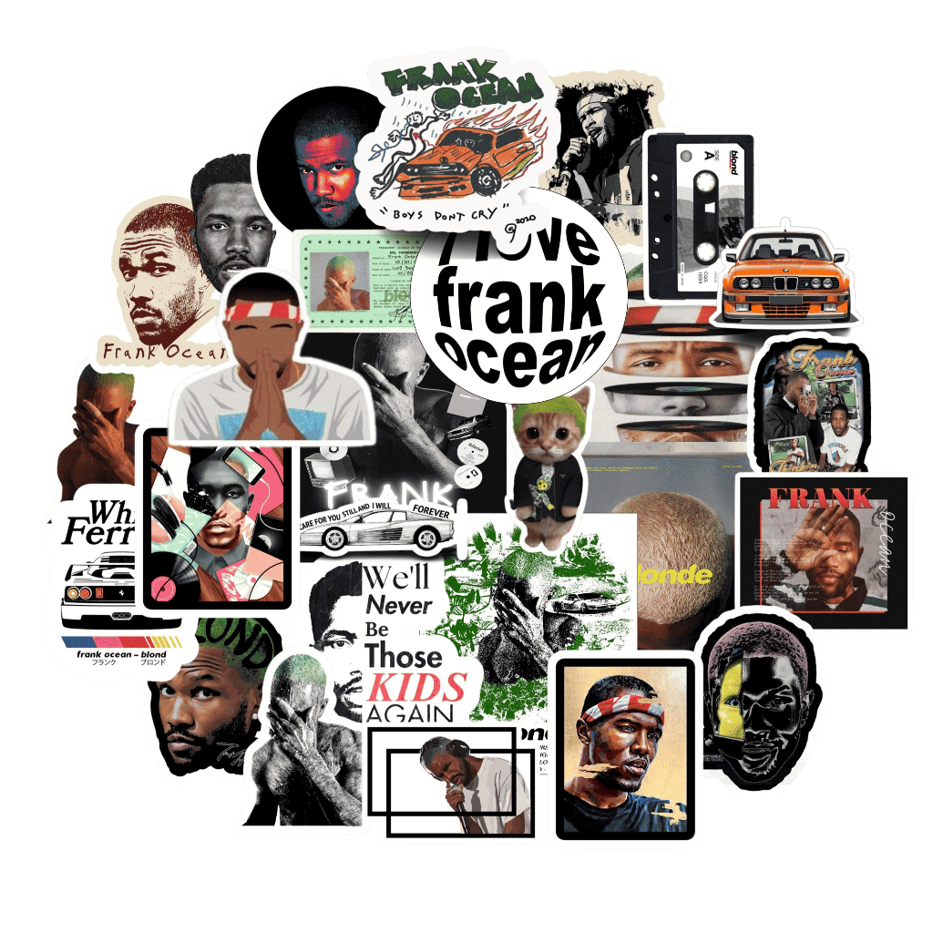 Frank Ocean Sticker Packs 30+ Pcs Anti Air Bahan Vinyl | Stiker Handphone / Ipad | Stiker Helm | Sti