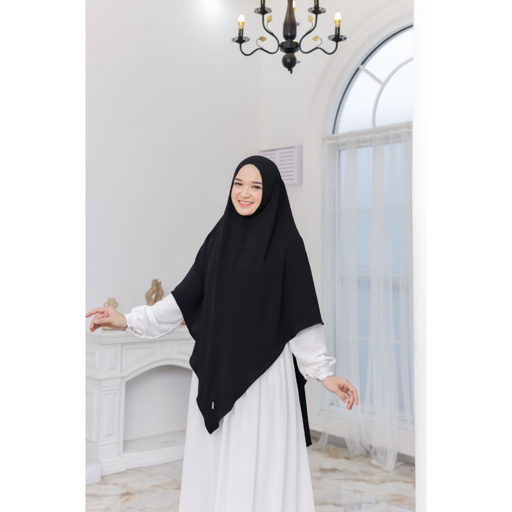 AQIYA SOFWA - Khimar Syari terbaru Premium Lancip Non Pad jumbo non ped hijab jilbab crinkle airflow