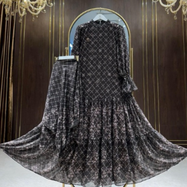 gamis monogram ceruty set hijab by ss