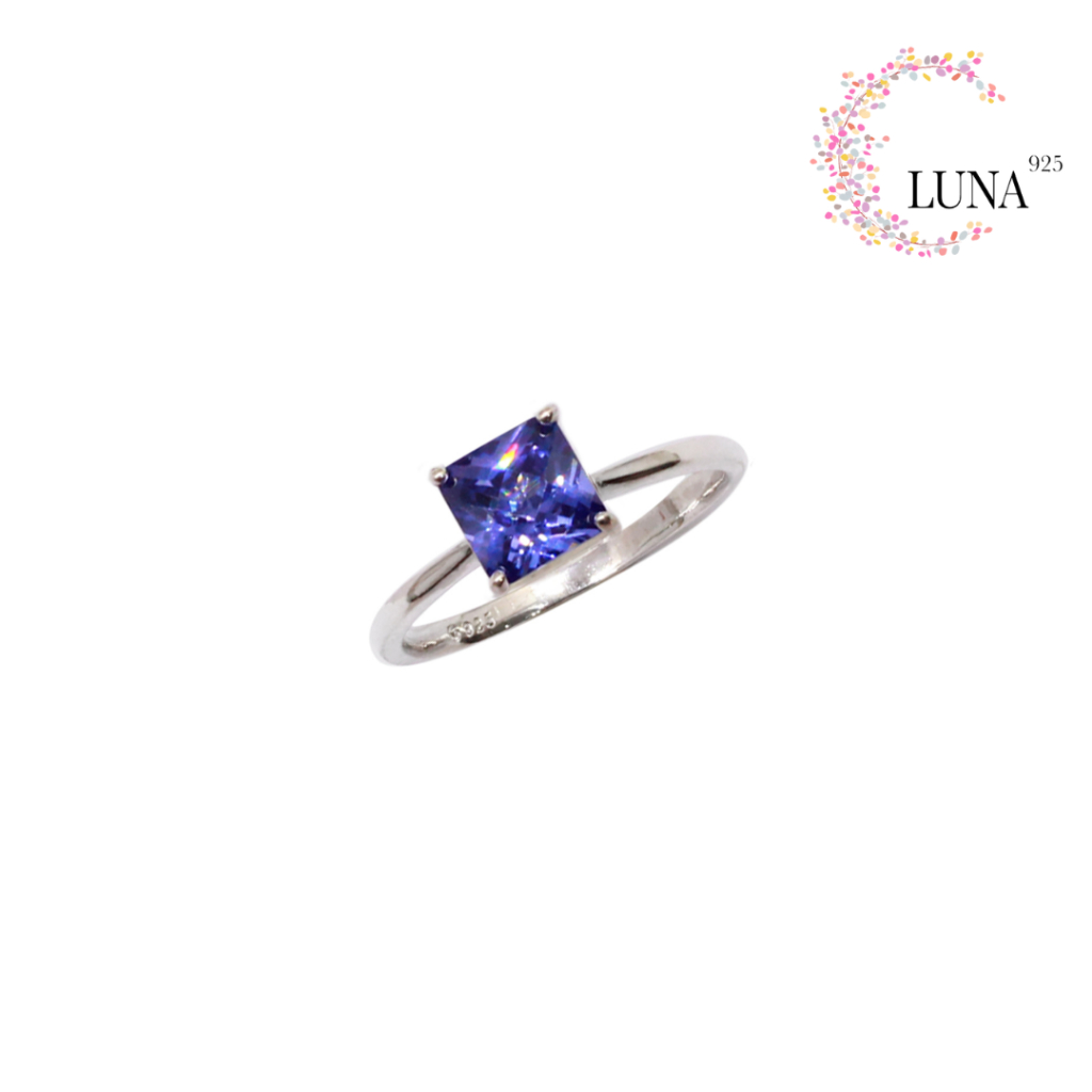 LUNA Perhiasan Wanita - Cincin Batu Warna Perak Asli - Silver 925