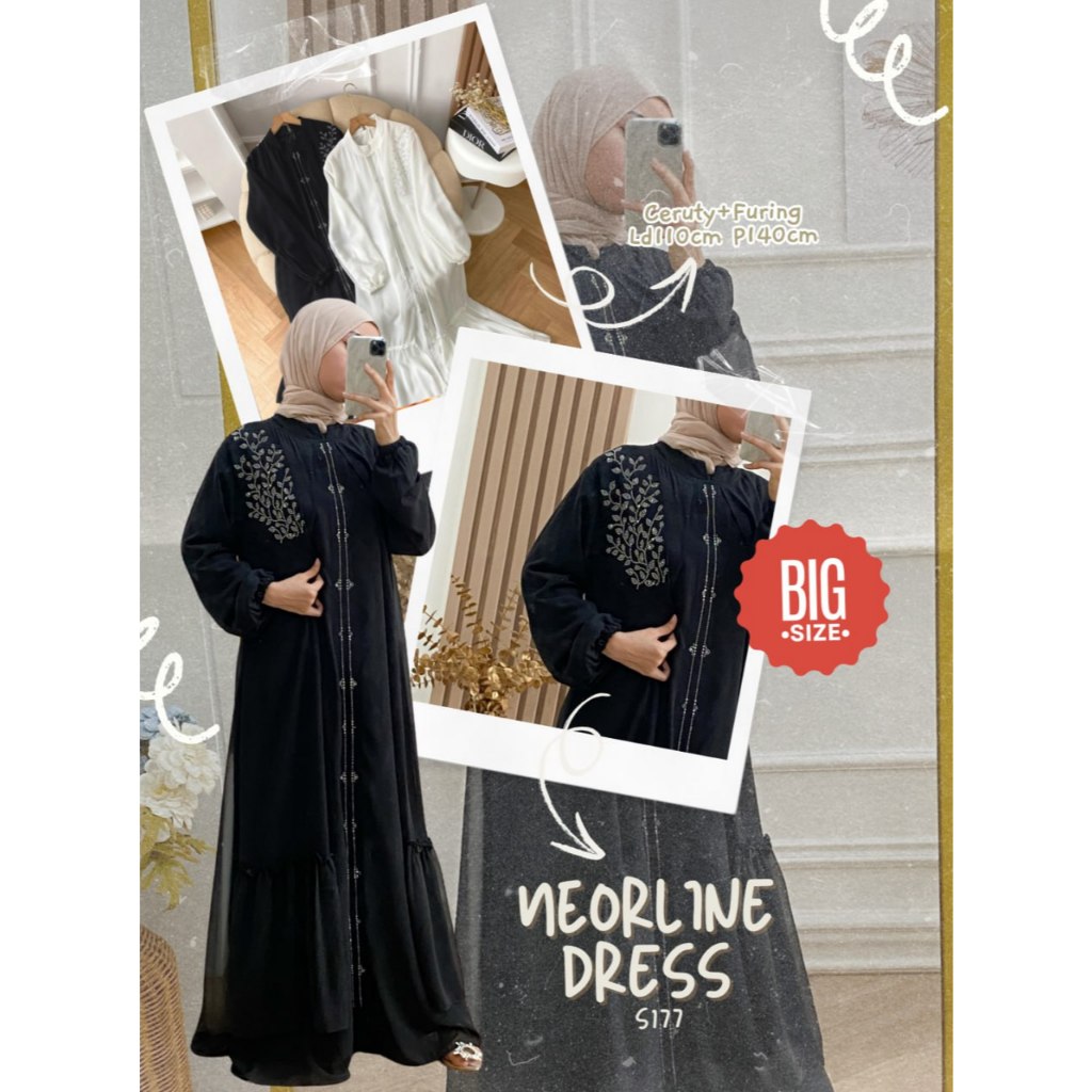 Grosir Marilla Abaya S177 bahan ceruty furing mote gosok Ld 106