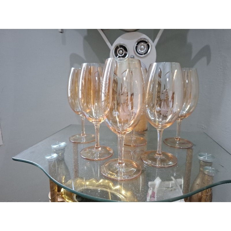 gelas kaki kaca gold, gelas sirup, gelas wine kaca gold