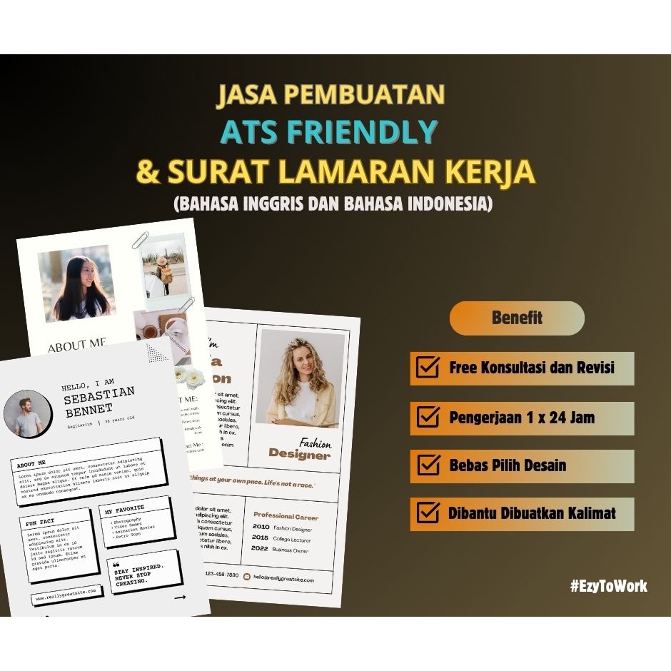 Jasa Pembuatan CV | CV ATS | ATS FRIENDLY | Bahasa Inggris dan Indonesia