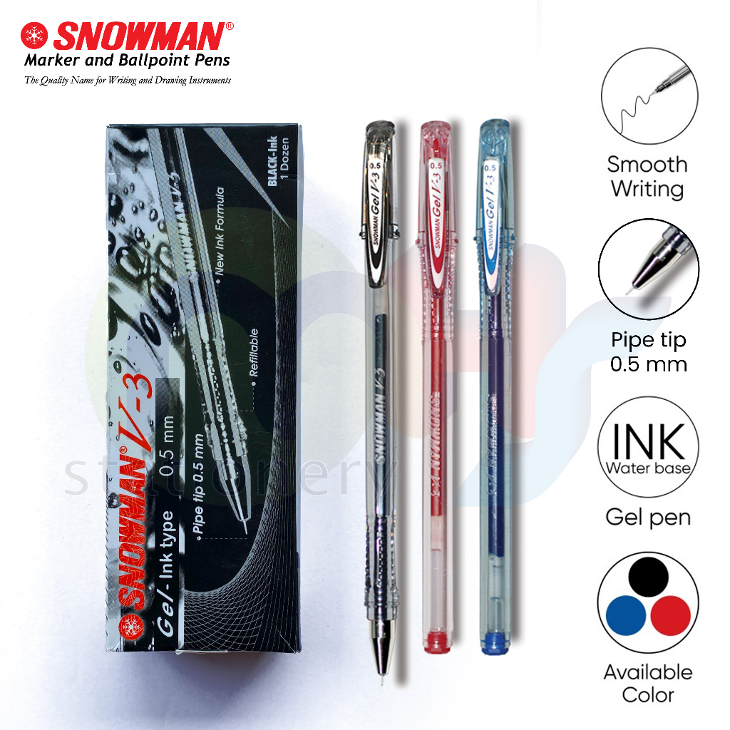 

SWONMAN Bolpoin Pulpen Ballpoint Semi Gel Pen Pena V-3 0.5 0.7 1 Box 12 Pcs v3
