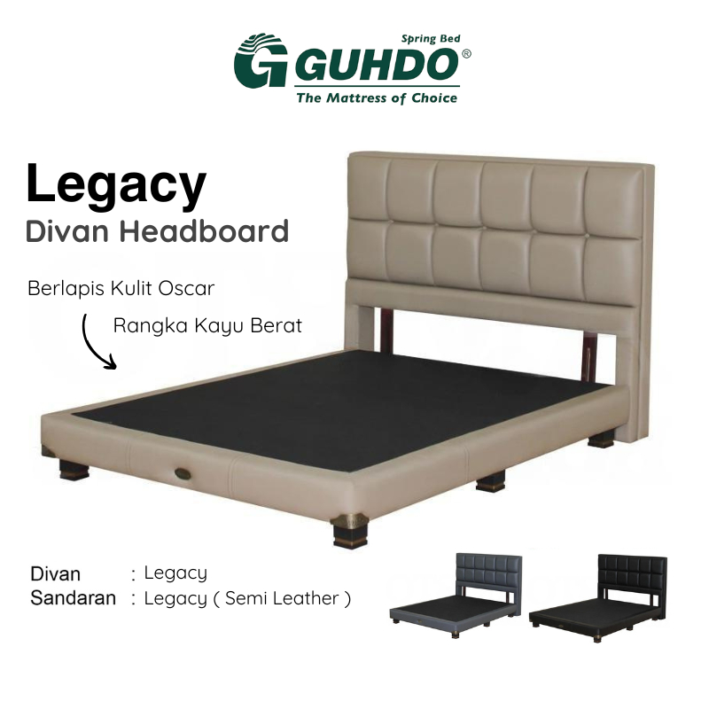 Divan Sandaran Headboard Base Kasur GUHDO Legacy Style Hitam Abu-Abu Cream (Tanpa Kasur) 90x200 100x
