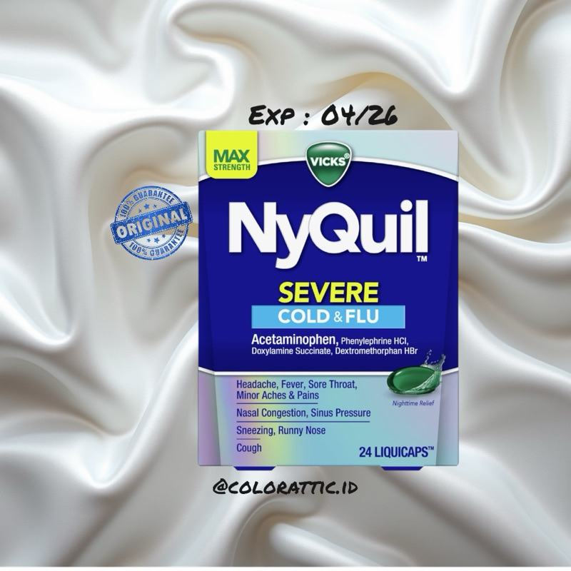 Vicks Nyquil Severe Cold, Flu, And Congestion Liquicaps - From Usa