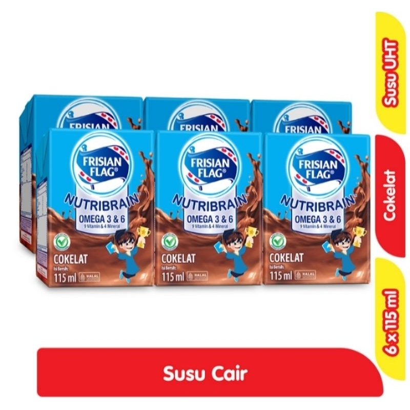 

susu cair frissian flag isi 6 kotak coklat