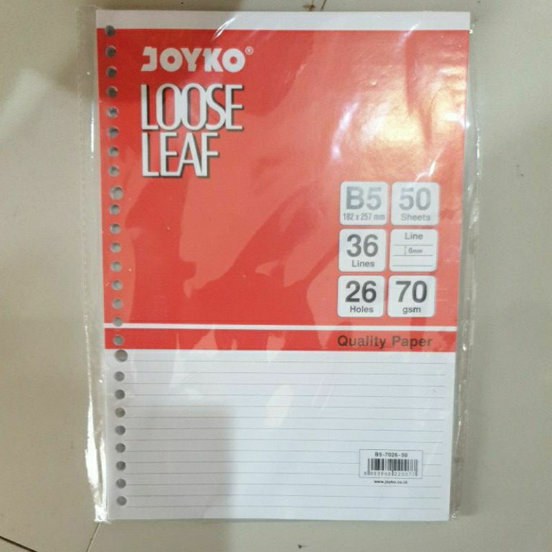 

Loose leaf B5 70 gram A5 70gram Joyko KERTAS FILE Grid Dotted POLOS lines