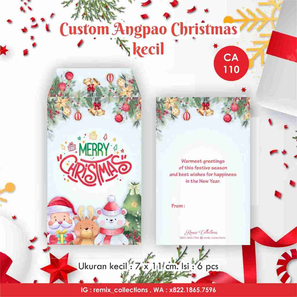 

[Isi 6 pcs] Custom Angpao / Amplop Natal uk kecil / Amplop Christmas / Xmas