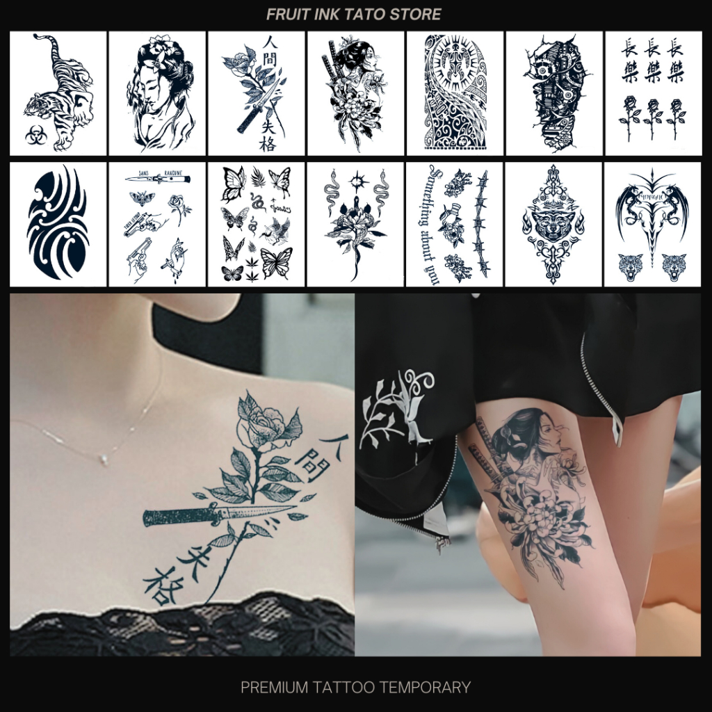 PREMIUM TATTOO TEMPORARY FRUIT INK TATO TEMPORER SEMI PERMANEN TAHAN LAMA 15 HARI WATERPROOF MOTIF C