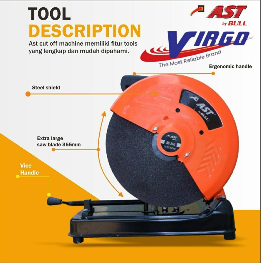 AS240 CUT OFF MACHINE MESIN GERINDA DUDUK POTONG BESI 14" INCH 14 " INCHI AST AS-240 AS 240