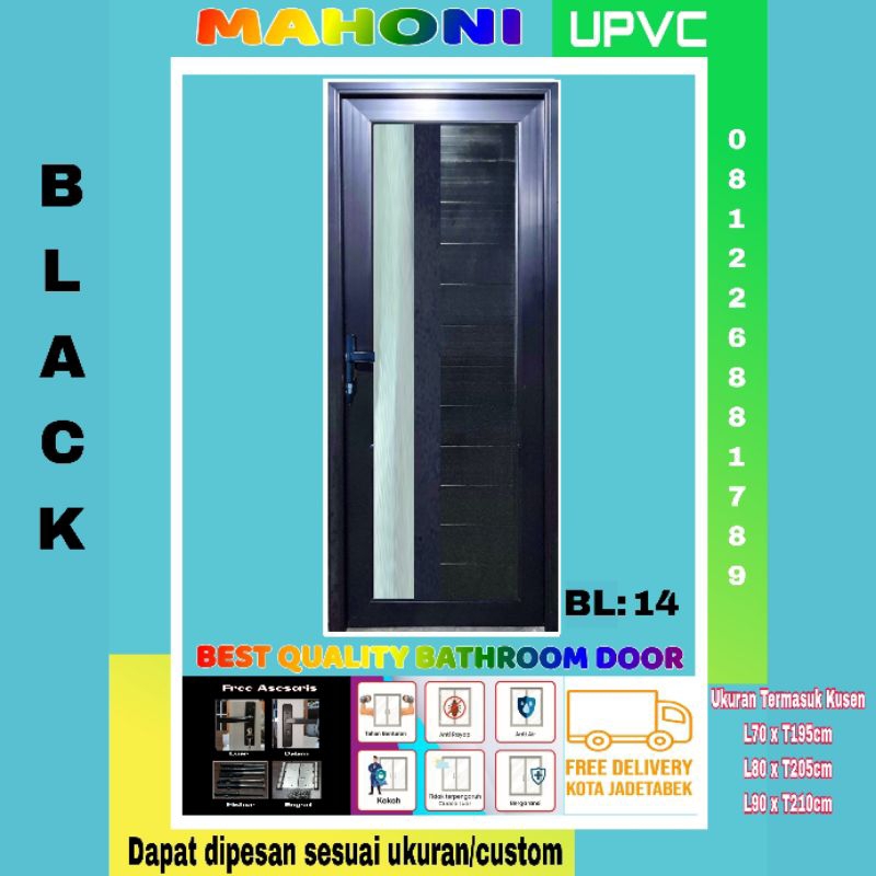 Pintu Kamar Mandi UPVC Mahoni Hitam BL14