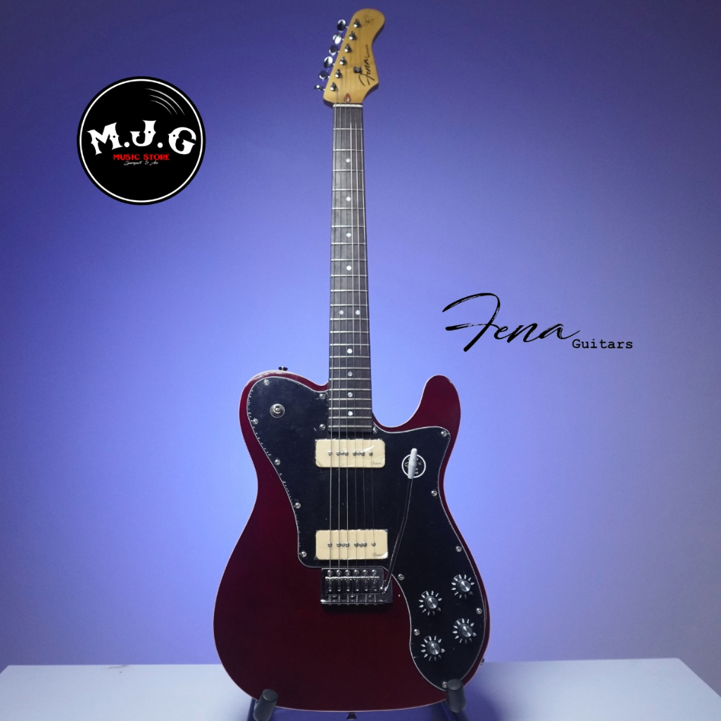 Gitar elektrik fena telecaster deluxe red wine with P90 pickup