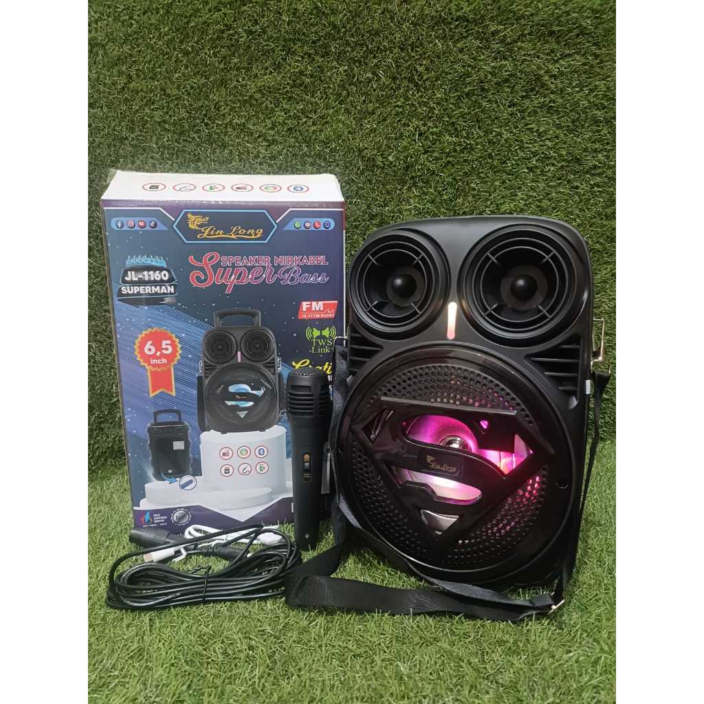 SPEAKER BLUETOOTH FULL BASS 6,5 INCH JIN LONG JL-1160 SUPERMAN BONUS MIKROFON