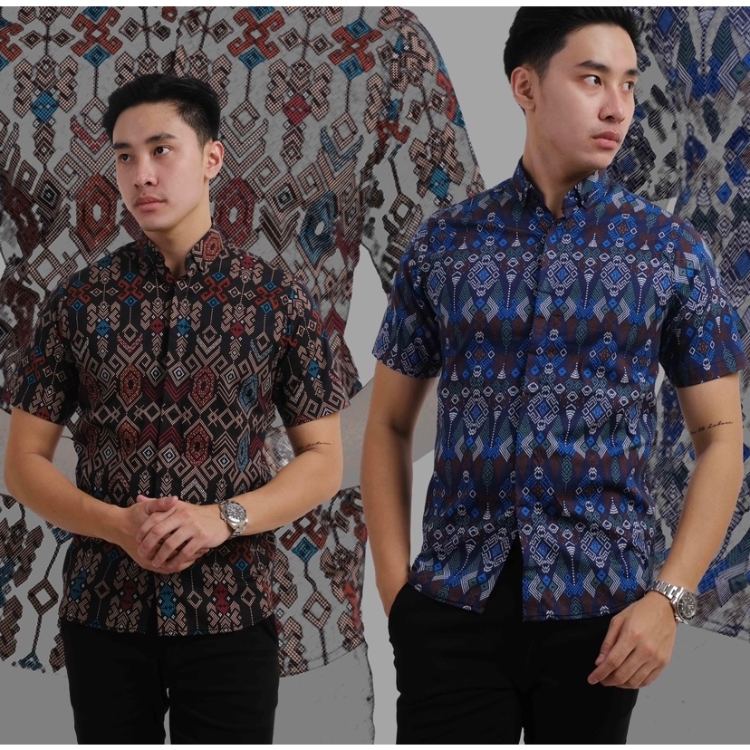 allsa.me - kemeja batik pria songket lengan pendek premium batik songket