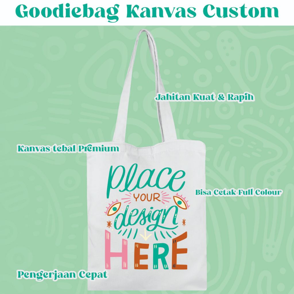 Totebag Goodie Bag Kanvas Tas Kanvas CUSTOM SATUAN | KANVAS TEBAL PREMIUM |  POLOS SATUAN  40 x 35.