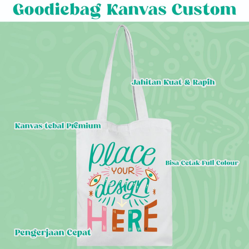 Totebag Goodie Bag Kanvas Tas Kanvas CUSTOM SATUAN | KANVAS TEBAL PREMIUM |  POLOS SATUAN  40 x 30.