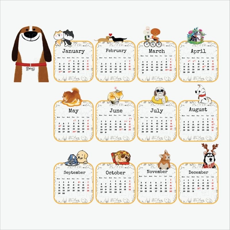 

Kalender meja tema anjing Calendar desk dog free dudukan kayu