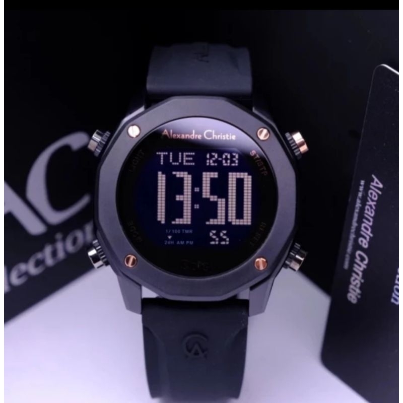 jam tangan pria original ALEXANDRE CHRISTIE AC9377MH RUBBER STRAP DIGITAL