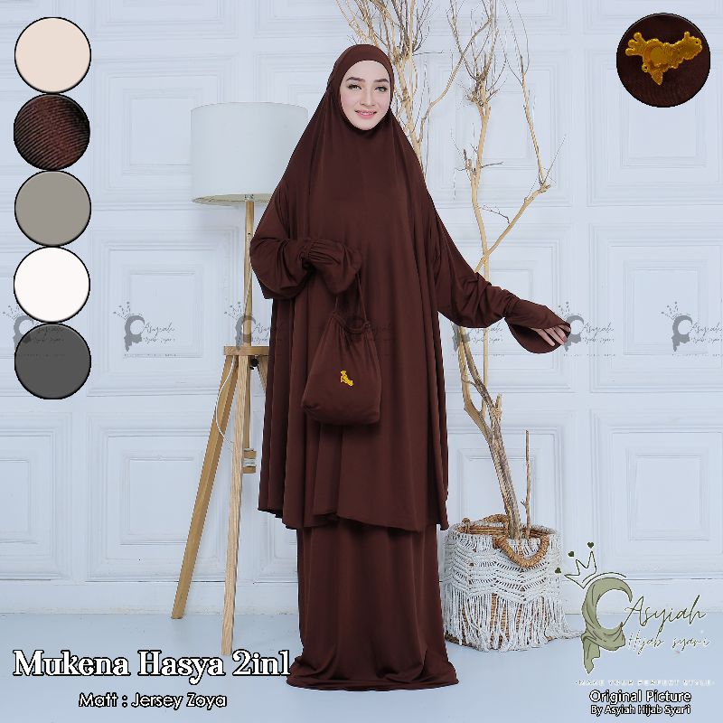 Mukena Hasya Mukena Tangan karet Bahan Crincle Airflow Premium