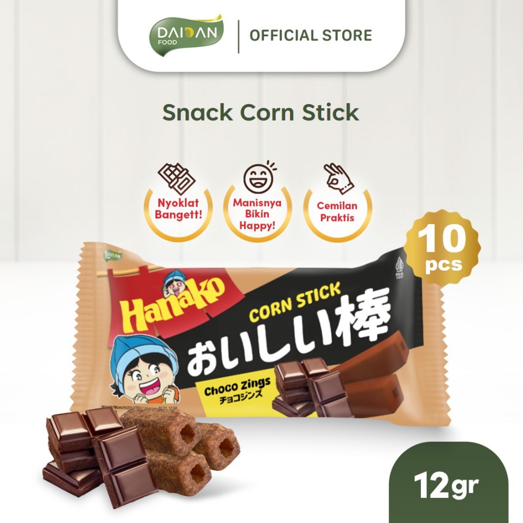 

Snack Hanako Corn Stick Choco Zings Small Pack 10 pcs