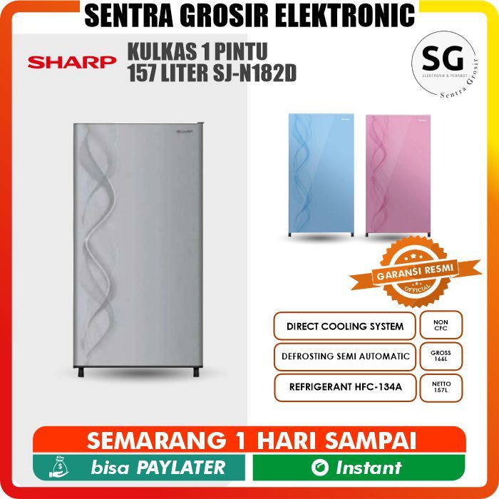 Sharp Kulkas 1 Pintu 157 Liter SJ-N182D AB/AP/AS SJ-N 182D SJ-N 182 D 157 Liter LOW WATT