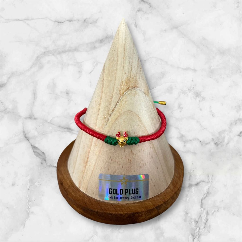 Gelang Charm - emas 24k - tali kepang