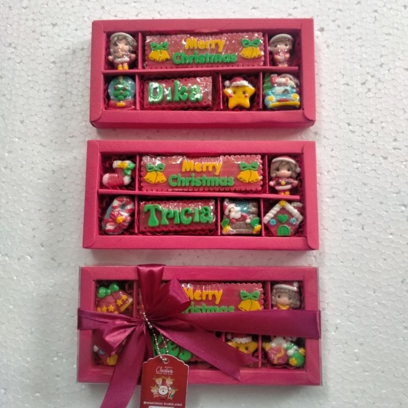 

sovenir gift coklat kado natal / Merry Christmas custom ucapan/ sekat 10