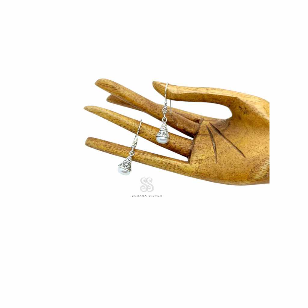 Anting Perak Lonceng Mutiara Silver 925 Handmade Bali Aksesoris Fashion