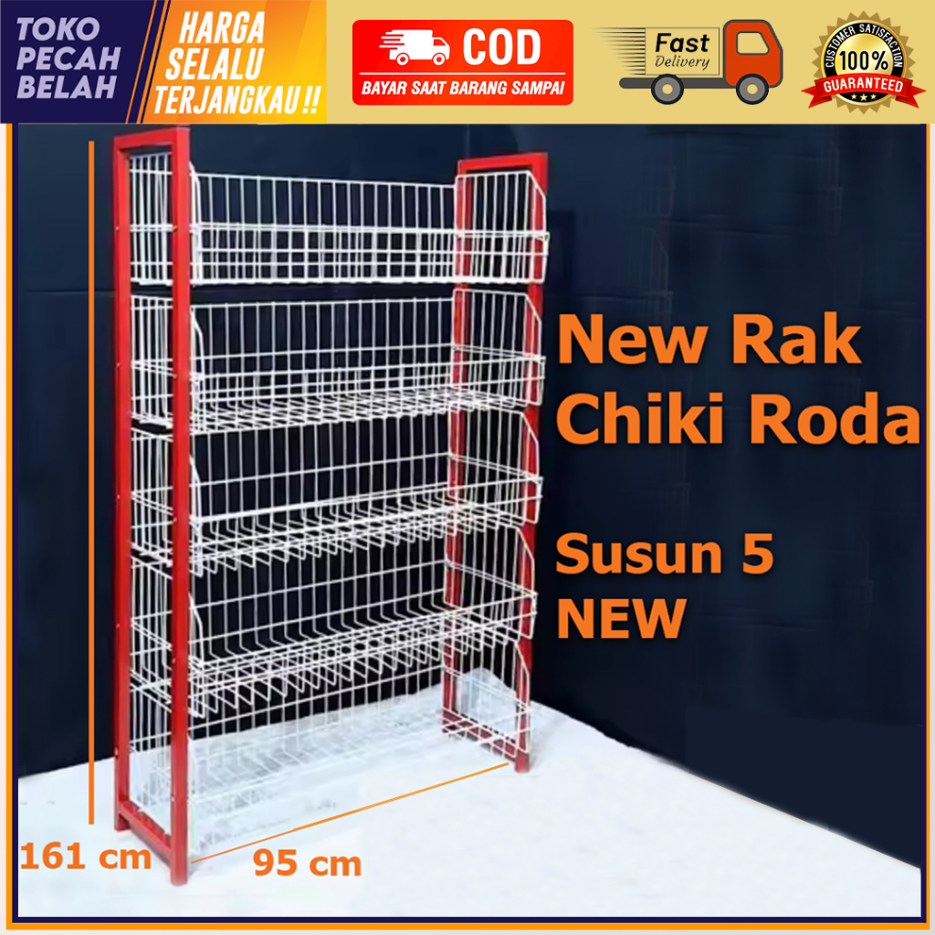Rak Ciki Besi/ Rak Serbaguna Mini Market / Rak Display Roda Susun 5 Tebal / Rak Besi / Rak Susun 5 B