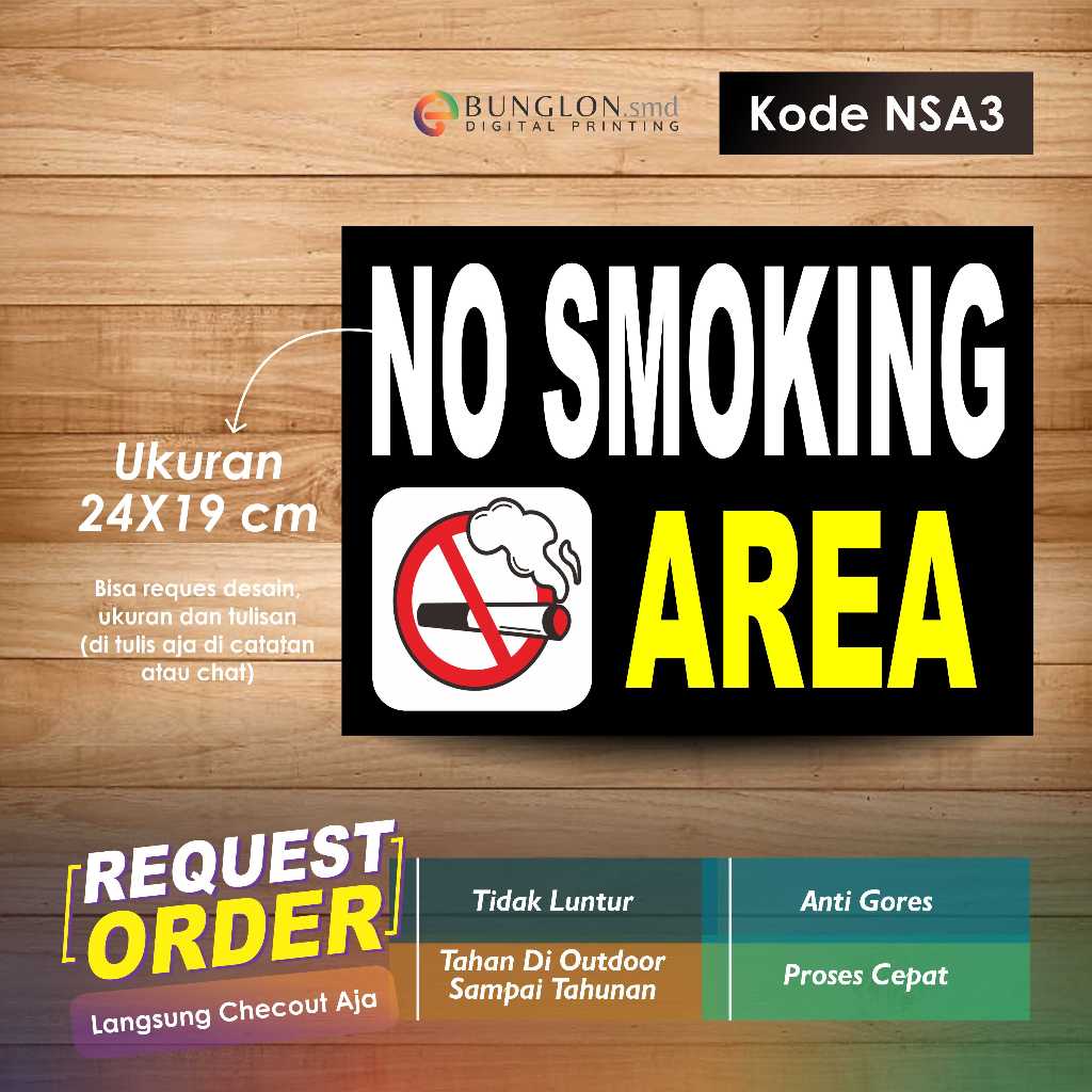 

STIKER NO SMOKING AREA + LAMINASI KODE NSA3 HITAM