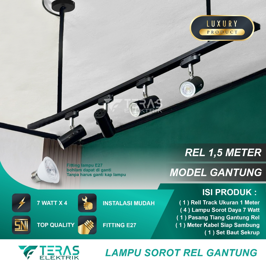 Lampu sorot rel Paket Lampu Sorot Rel Track LED Isi 4 Track Light Spotlight Paket Lampu Sorot Rel Tr