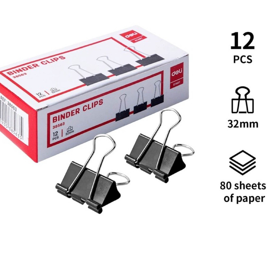 

Deli E38563 Binder Clip 32mm bebas karat dilapisi oleh eletroforesis (260)