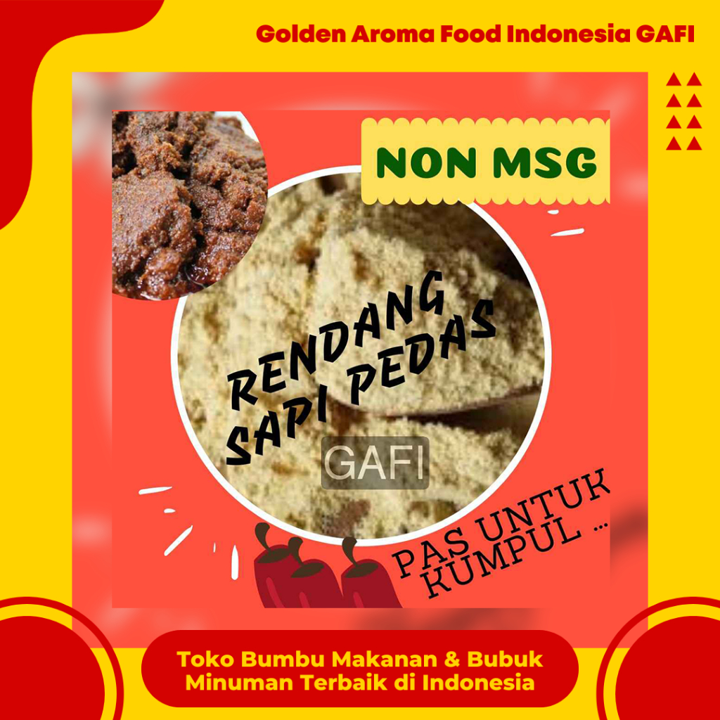 

Bumbu Tabur Rasa Rendang Sapi Pedas NON MSG 1 kg Enak Murah Lezat Gurih, Spicy Beef Rendang Flavor NON MSG Seasoning Powder 1kg