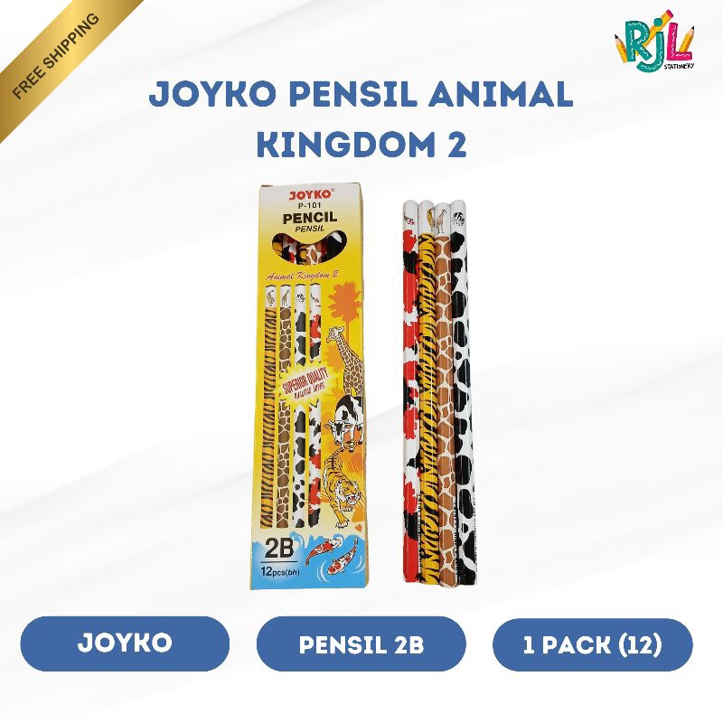 

Joyko Pensil 2B Animal Kingdom 2 | Motif Binatang | 1 Pack (12)