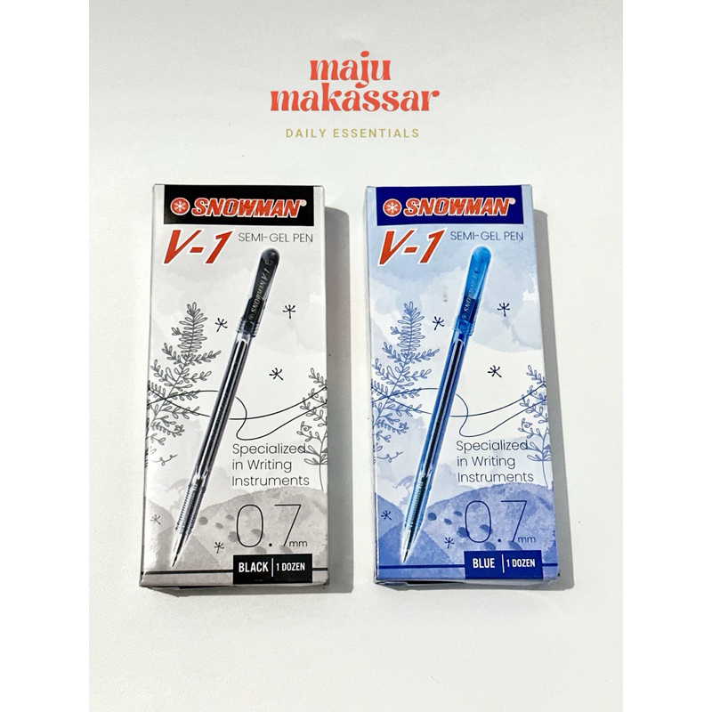 

Pulpen Snowman V1 Hitam / biru semi gel-ink 0.7 mm (LSN / 12 PCS)
