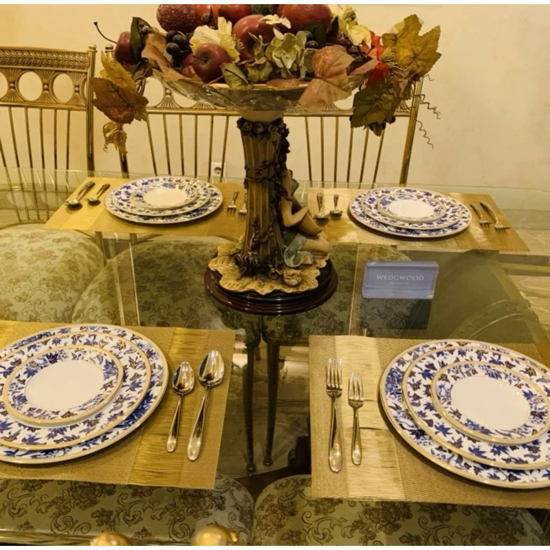 Dinner Set Wedgwood Hibiscus Floral Mewah Cantik Peralatan Set Makan