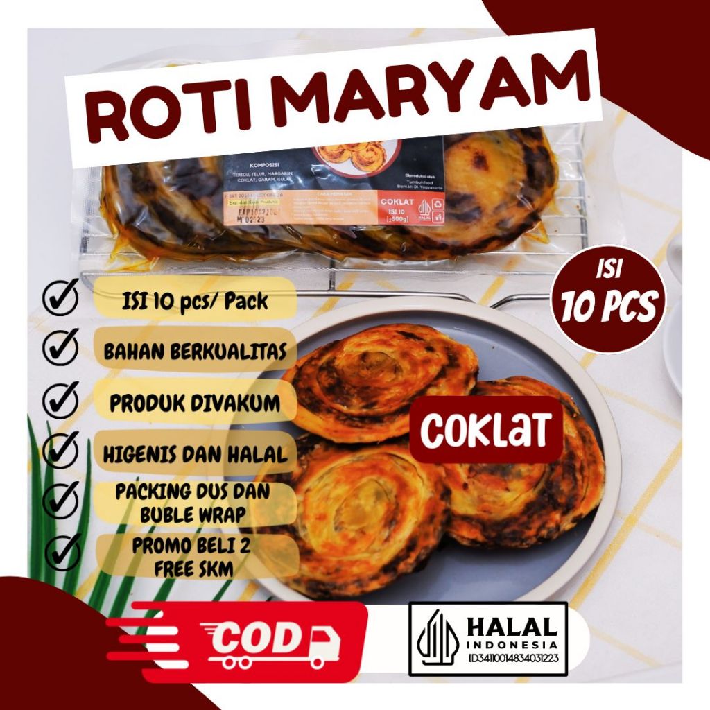 

ISI 10 Roti Maryam Coklat / Roti Cane / Canai (GROSIR)