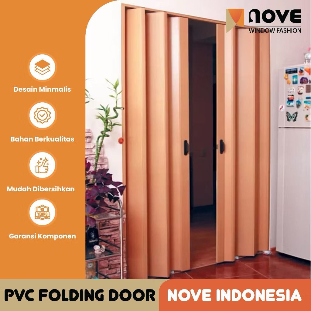 INOVASI KONTRUKSI - Nove Pvc Folding Door Motive Kayu - Ukuran Custom - Pintu Lipat - Pintu Lipat PV