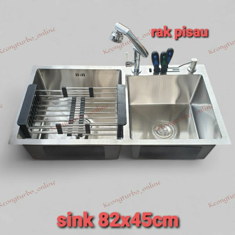 wastafel kitchen sink bak tempat cuci piring dua lubang dual double bowl 8245 stainless sus 304 vari