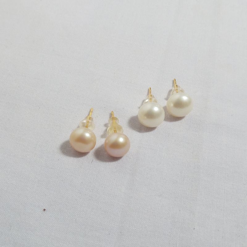 Giwang polos rhodium mutiara air tawar || giwang mutiara lombok