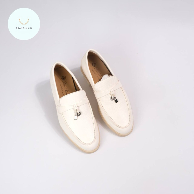 Loro Piana Summer Walk Loafers in White Leather