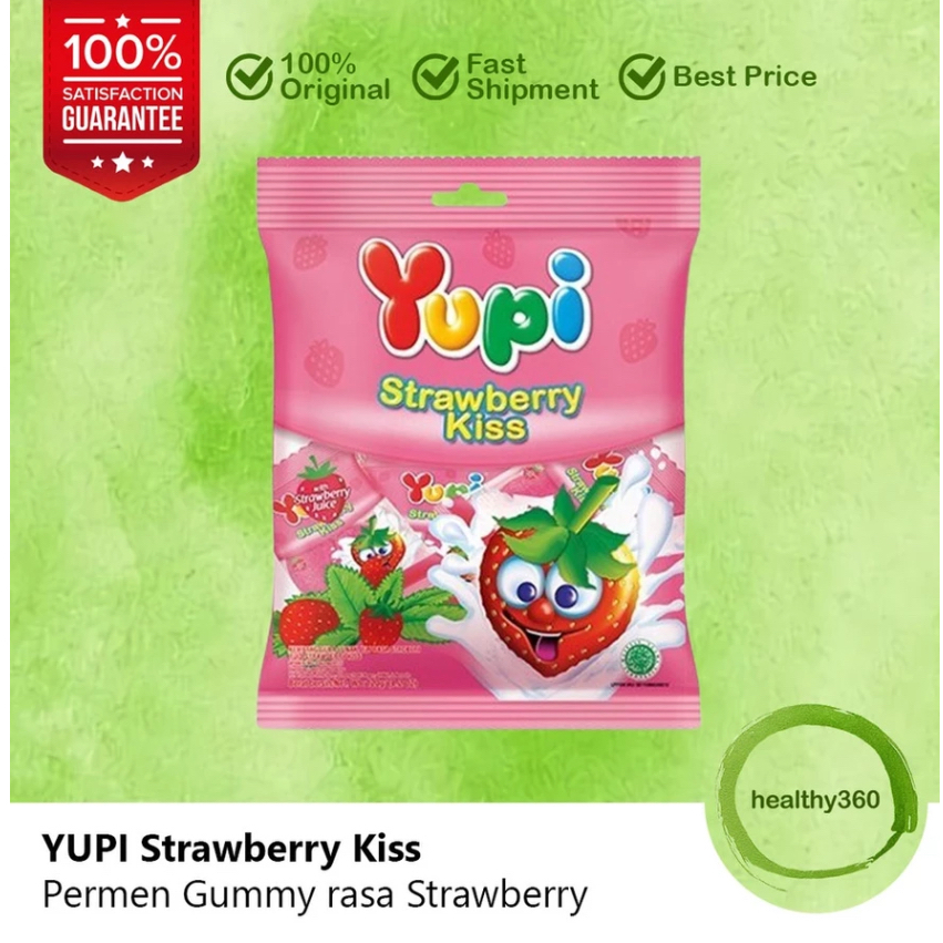 

Permen Yupi Strawberry Kiss Bag 110 gr 45 gr Permen Gummy yuppy