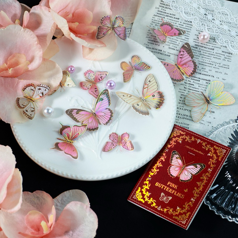 

(2BA) sticker transparan hologram motif kupu kupu vintage butterfly hias deco journaling