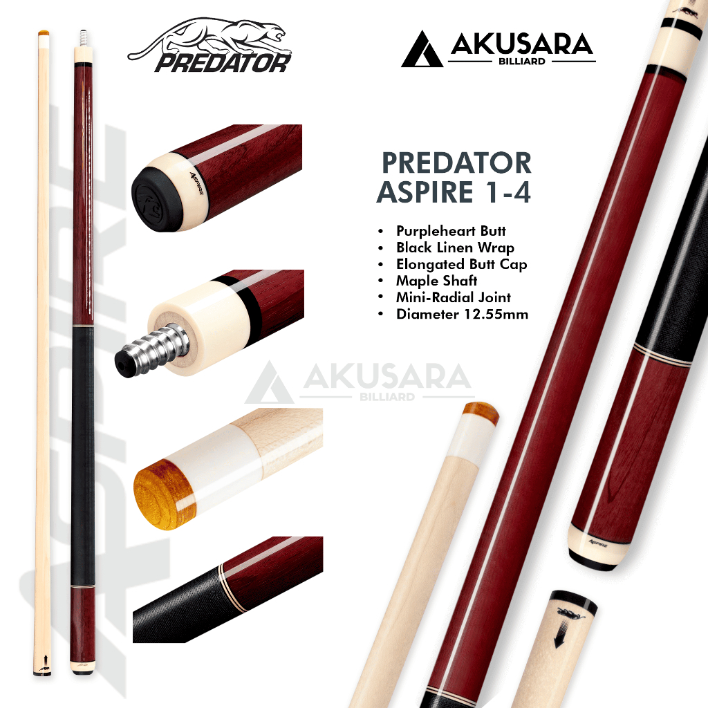 Predator Aspire 1-4  Stik Play Wrap Cue Billiard