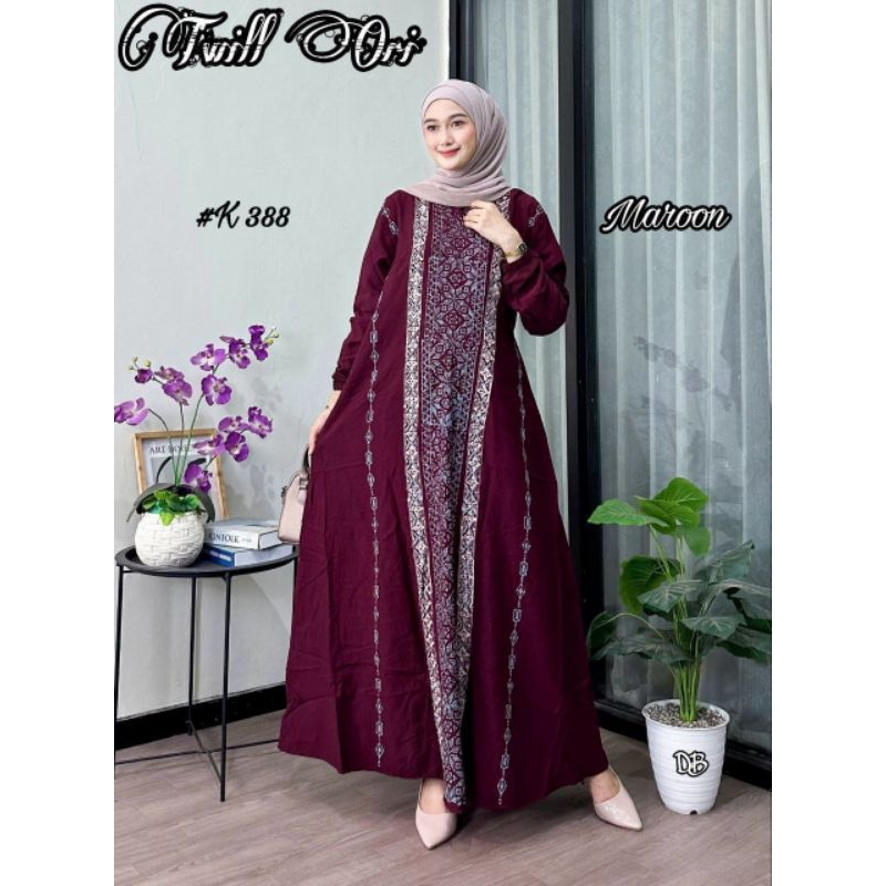 gamis twill original klok A cap malaman dewasa muslim marun