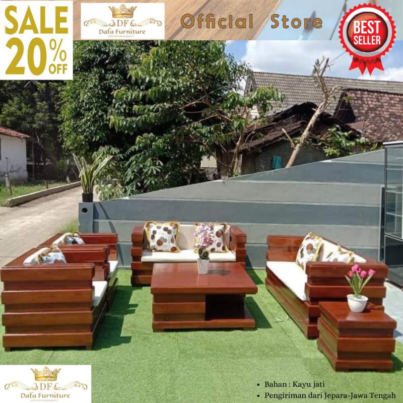 Kursi Tamu Minimalis Model Box Kayu Jati